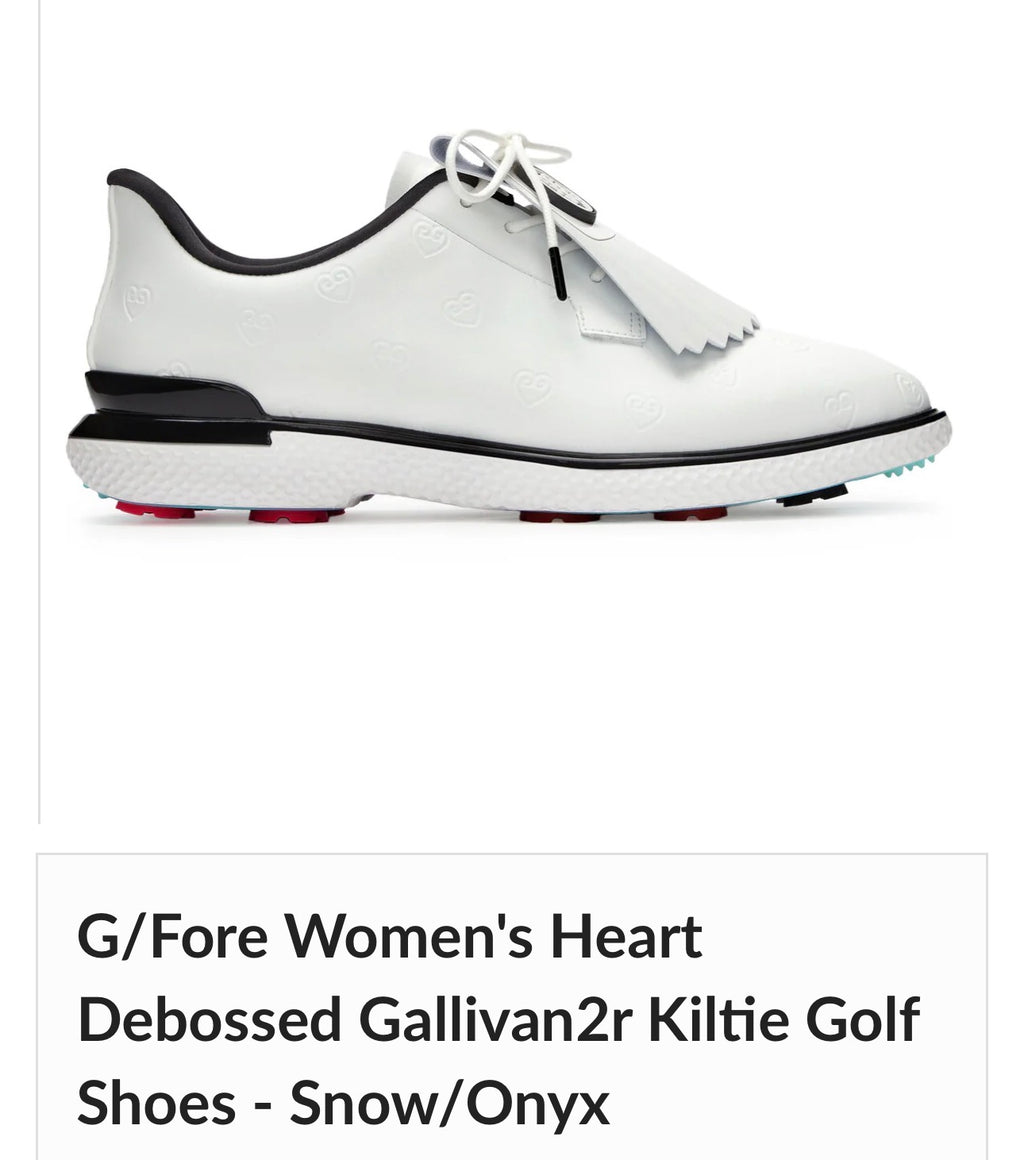 G/Fore Women's Heart
Debossed Gallivan2r Kiltie Golf Shoes - Snow/Onyx