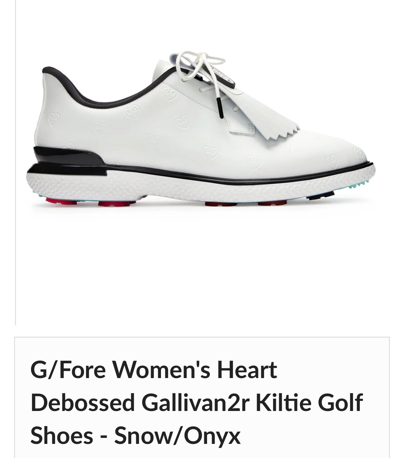 G/Fore Women's Heart
Debossed Gallivan2r Kiltie Golf Shoes - Snow/Onyx