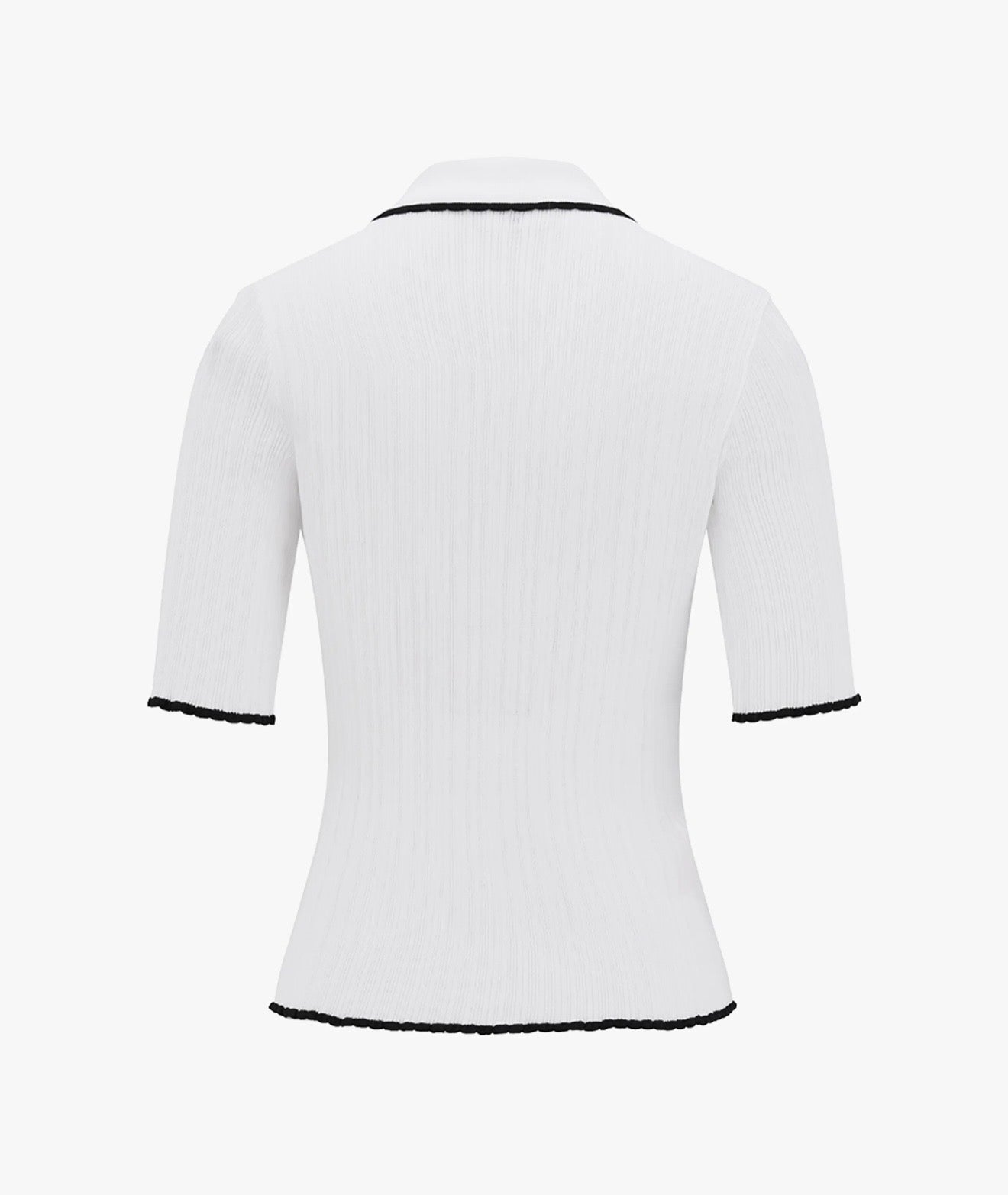 Fairliar Scalloped Collar Three-Quarter Sleeve Knit (White)