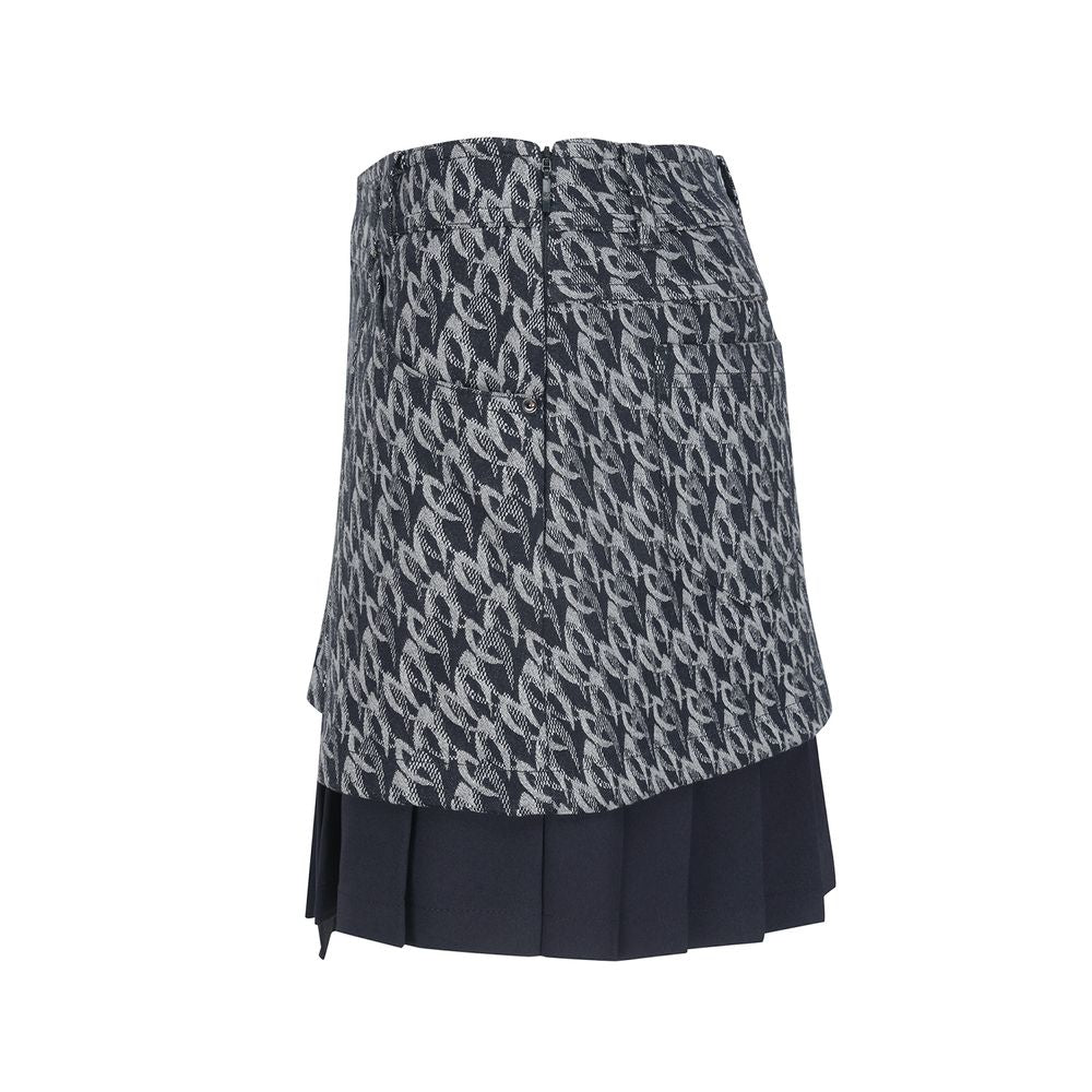 Master Bunnys Women's symbol jacquard pleated layered culotte skirt