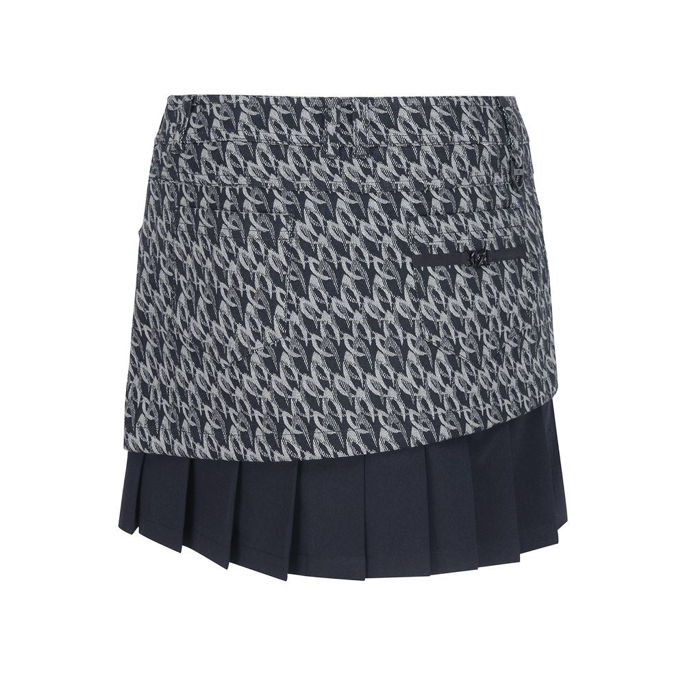 Master Bunnys Women's symbol jacquard pleated layered culotte skirt