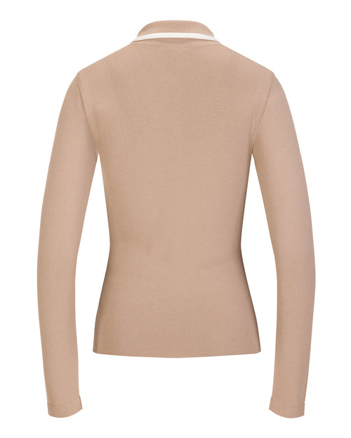 Fairliar Leather Color Combination Collar Knit (Cocoa)