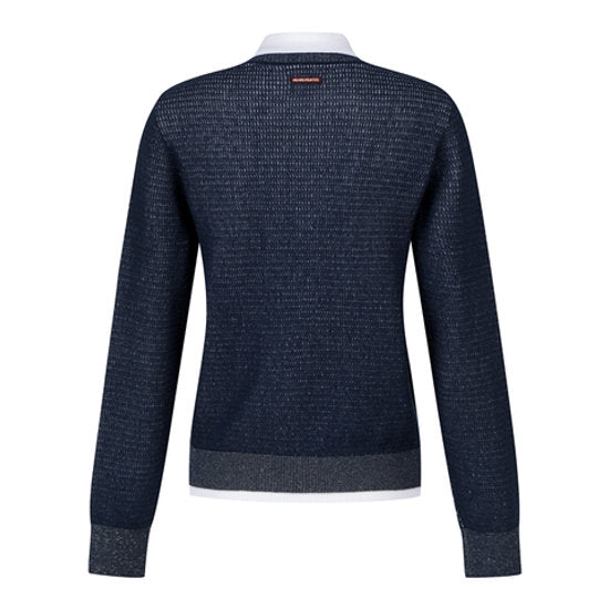 Pearly Gates] Women's Half-Zip Color-Block Collar Long-Sleeve Knit