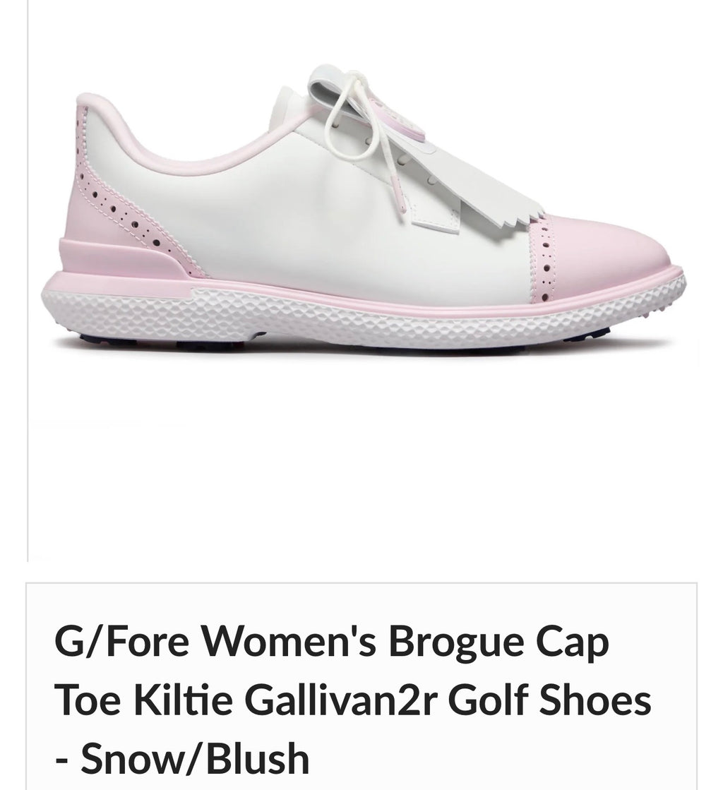 G/Fore Women's Brogue Cap Toe Kiltie Gallivan2r Golf Shoes - Snow/Blush