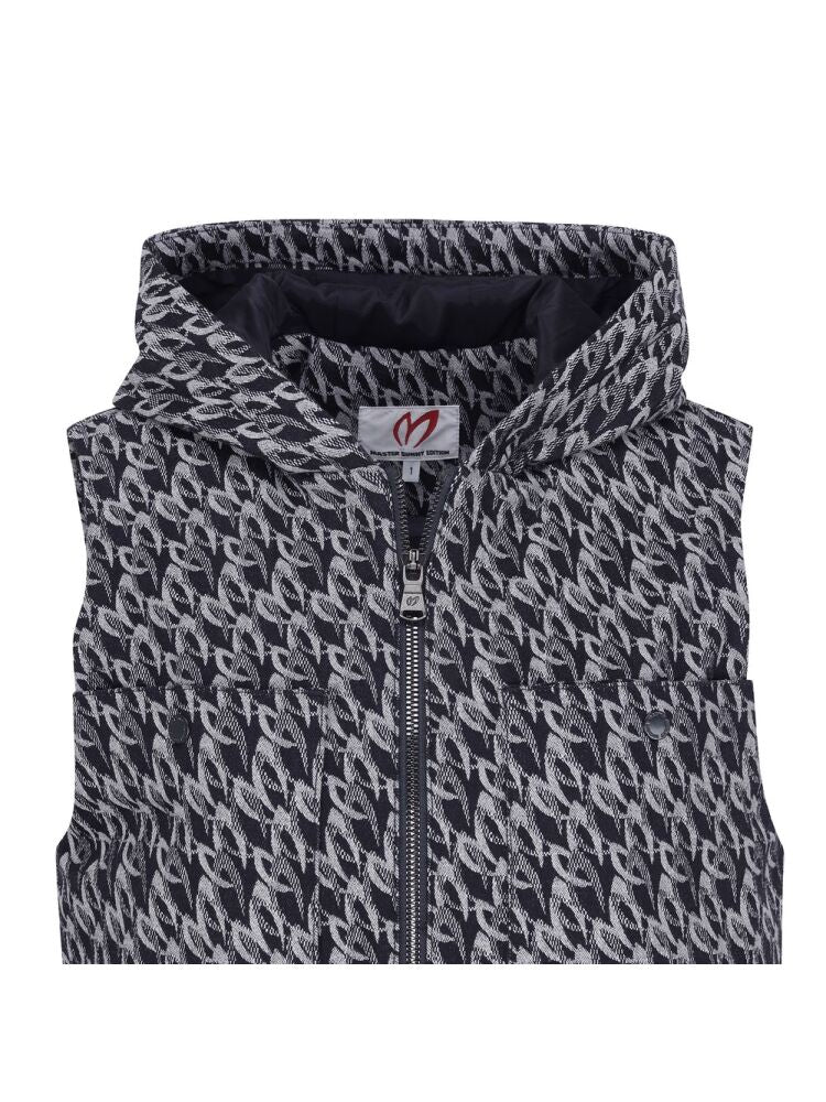 Master Bunnys Women's panel pocket symbol jacquard hoodie vest