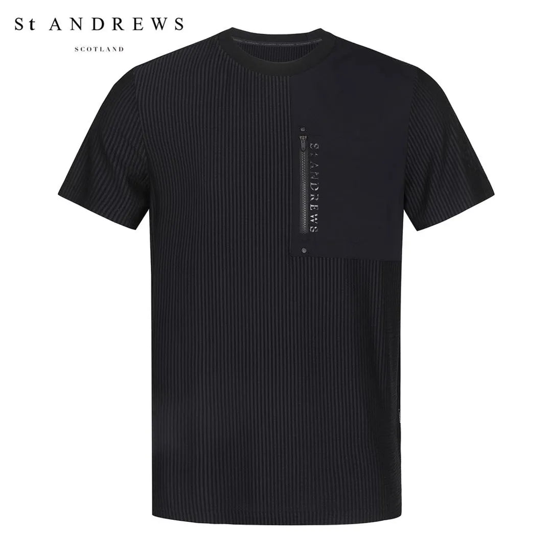 St Andrews Men's seersucker woven pocket short-sleeved T-shirt