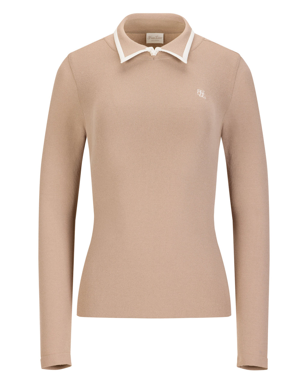 Fairliar Leather Color Combination Collar Knit (Cocoa)
