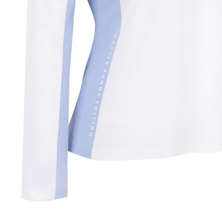 Socks included [Master Bunny] Women's Side Color Block Waffle Polo T-shirt