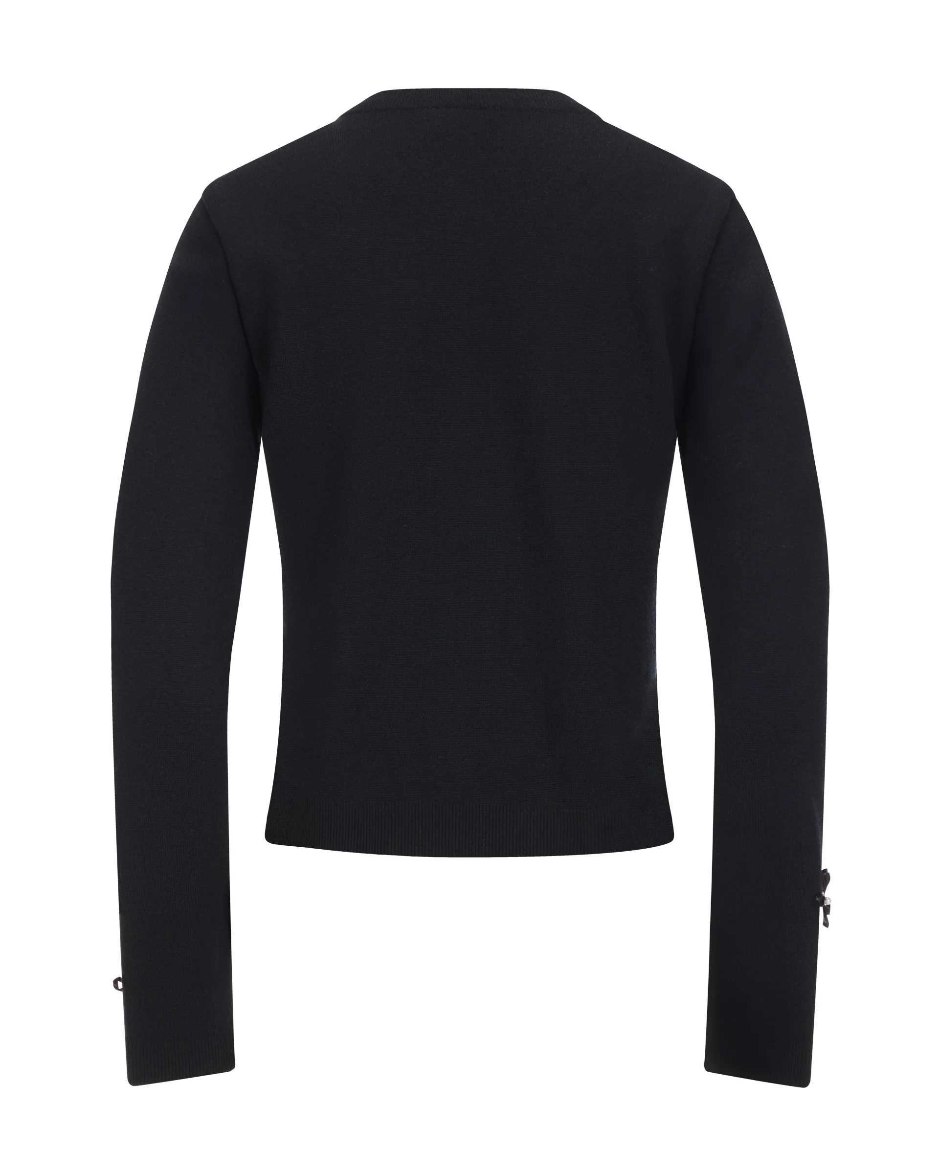 Fairliar Leather flower trimmed cardigan (Black)