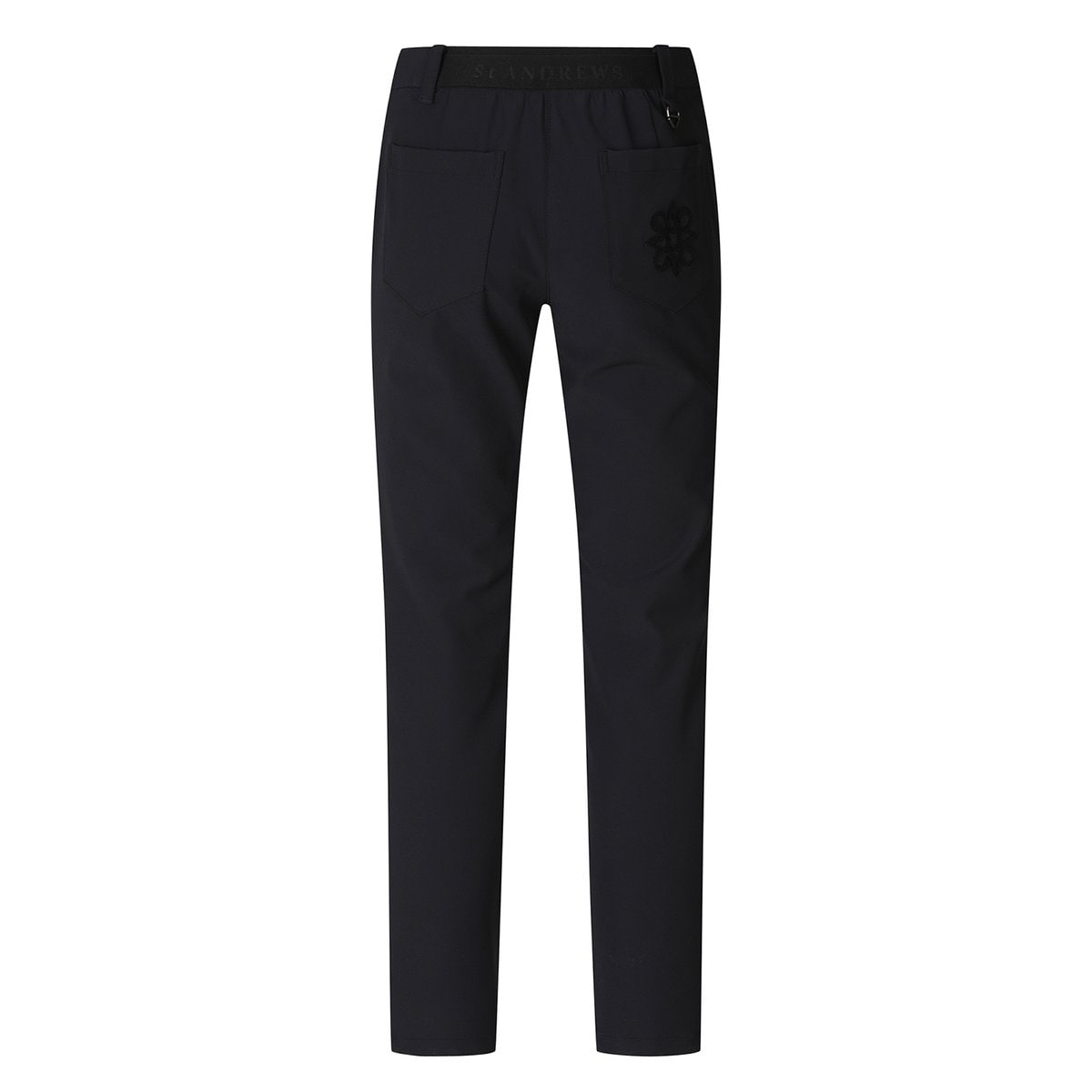 St Andrews Black Women's Diagonal Button Elastic Pants