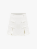 Fairliar WOMEN SKIRT A-LINE RIBBON DETAIL WHITE