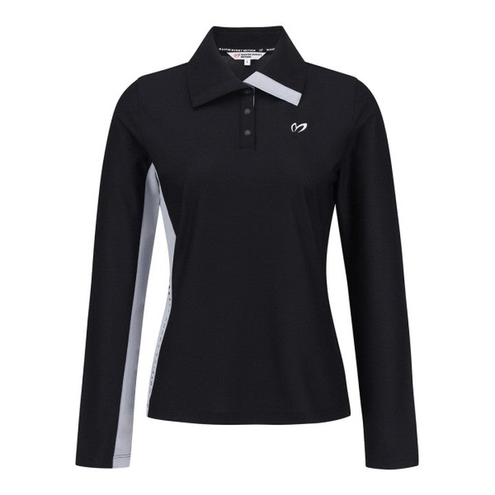 Socks included [Master Bunny] Women's Side Color Block Waffle Polo T-shirt