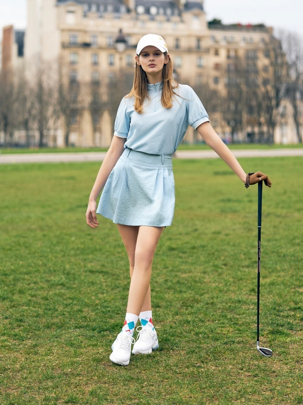 Le Coq Sportif Women's seersucker flare skirt