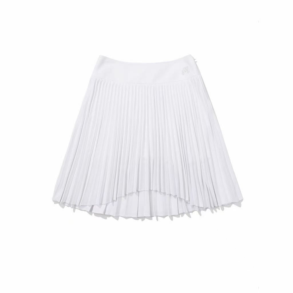 Malbon High-waisted asymmetric Jersey pleated skirt