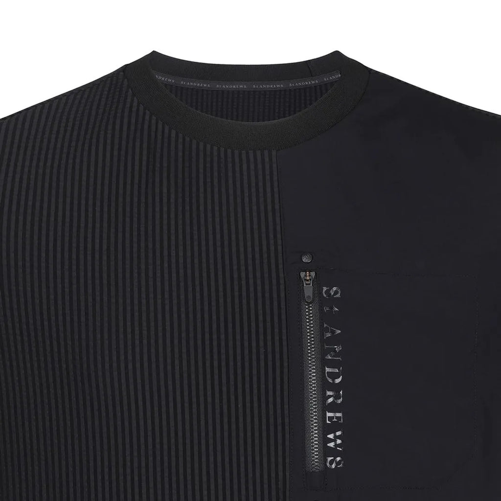 St Andrews Men's seersucker woven pocket short-sleeved T-shirt
