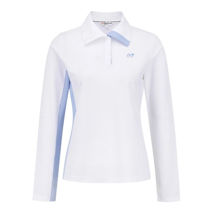Socks included [Master Bunny] Women's Side Color Block Waffle Polo T-shirt