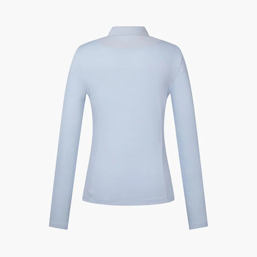 Descente-Slim-fit long-sleeved polo shirt with splicing design (women's) - blue