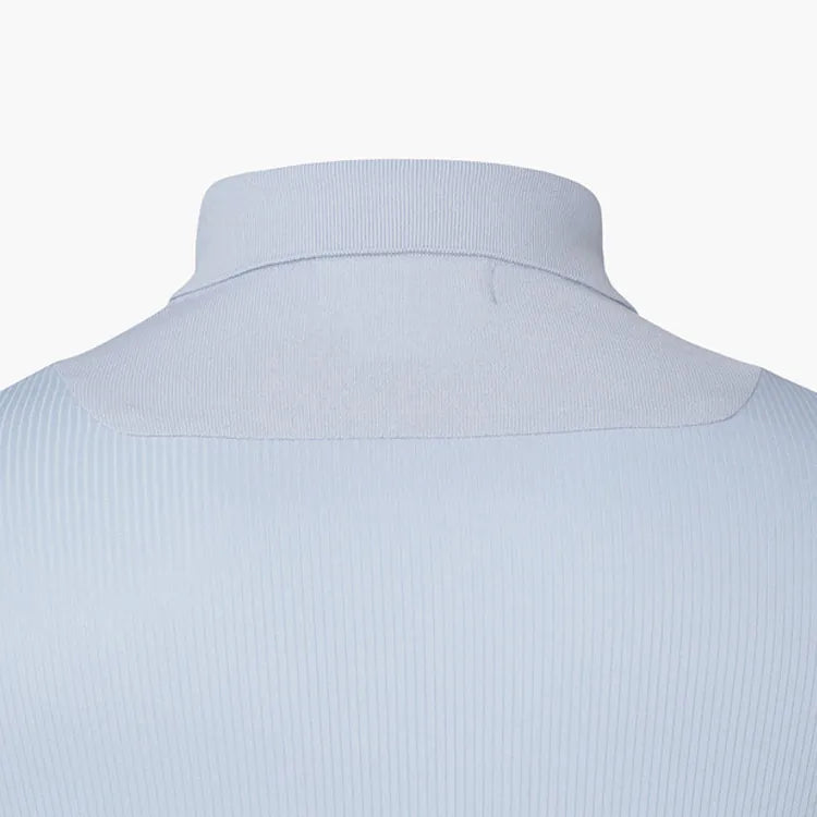 Descente-Slim-fit long-sleeved polo shirt with splicing design (women's) - blue