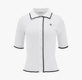 Fairliar Scalloped Collar Three-Quarter Sleeve Knit (White)