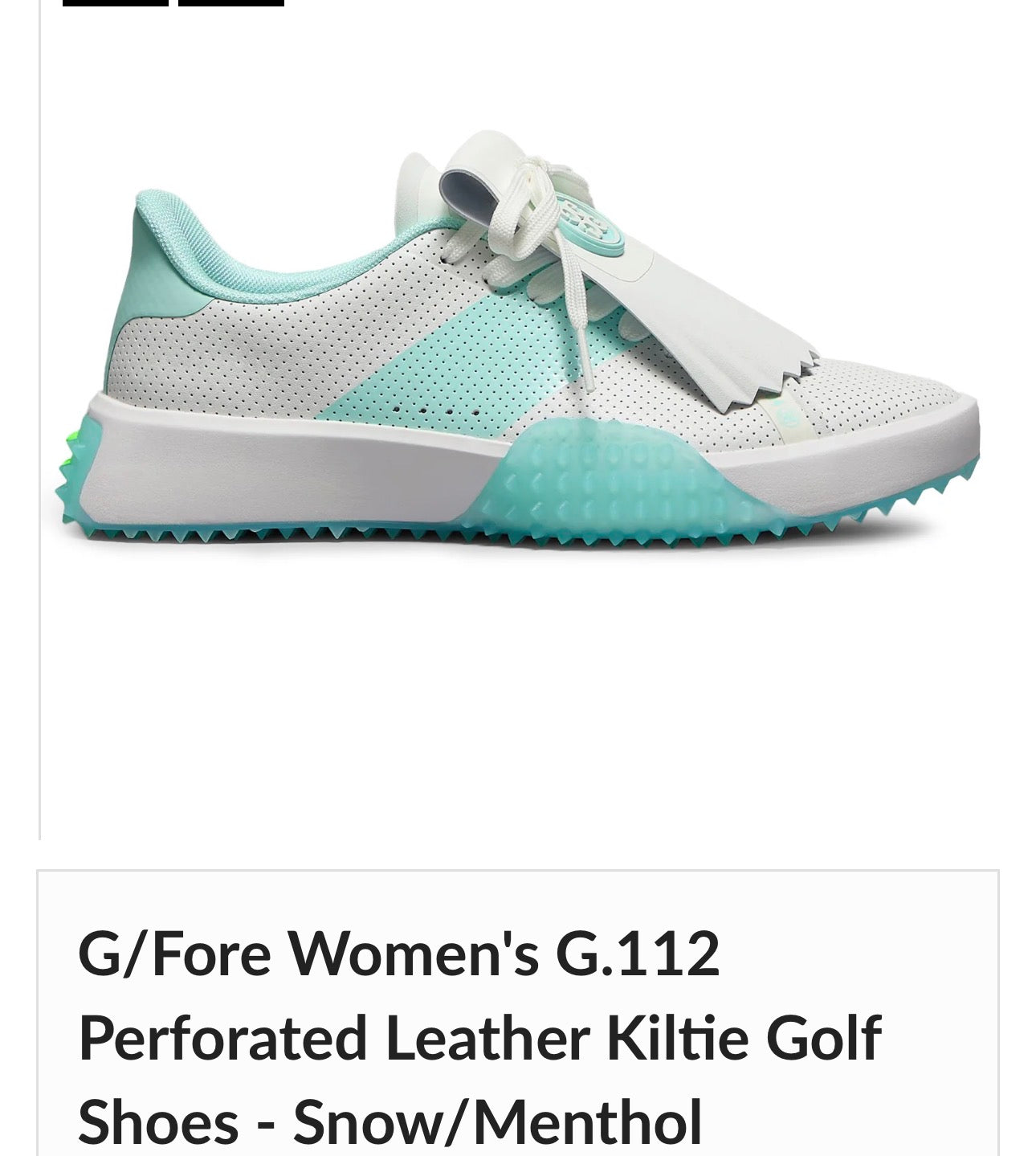 G/Fore Women's G.112
Perforated Leather Kiltie Golf Shoes - Snow/Menthol