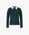 Fairliar Detachable lace collar knitted shirt (dark green)
