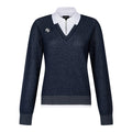 Pearly Gates] Women's Half-Zip Color-Block Collar Long-Sleeve Knit
