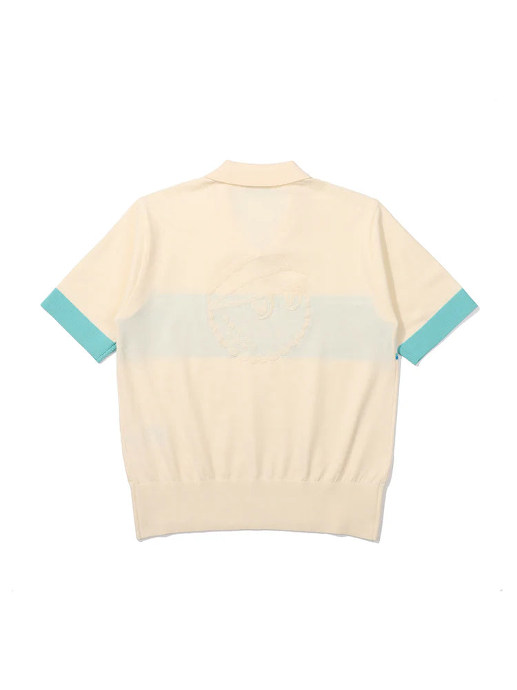 Malbon Color-block half-sleeve knit top CREAM