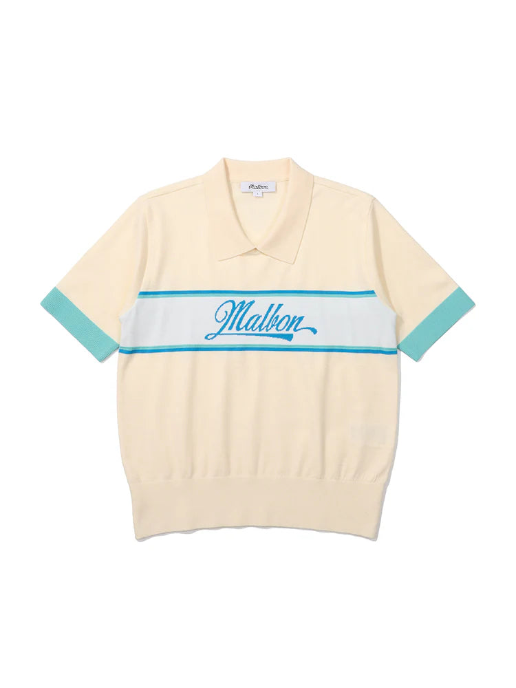 Malbon Color-block half-sleeve knit top CREAM