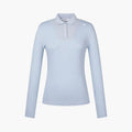 Descente-Slim-fit long-sleeved polo shirt with splicing design (women's) - blue