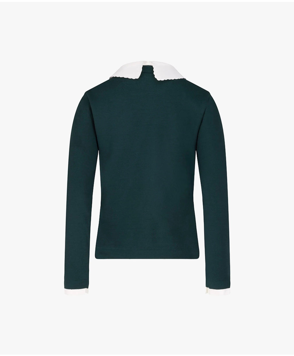 Fairliar Detachable lace collar knitted shirt (dark green)