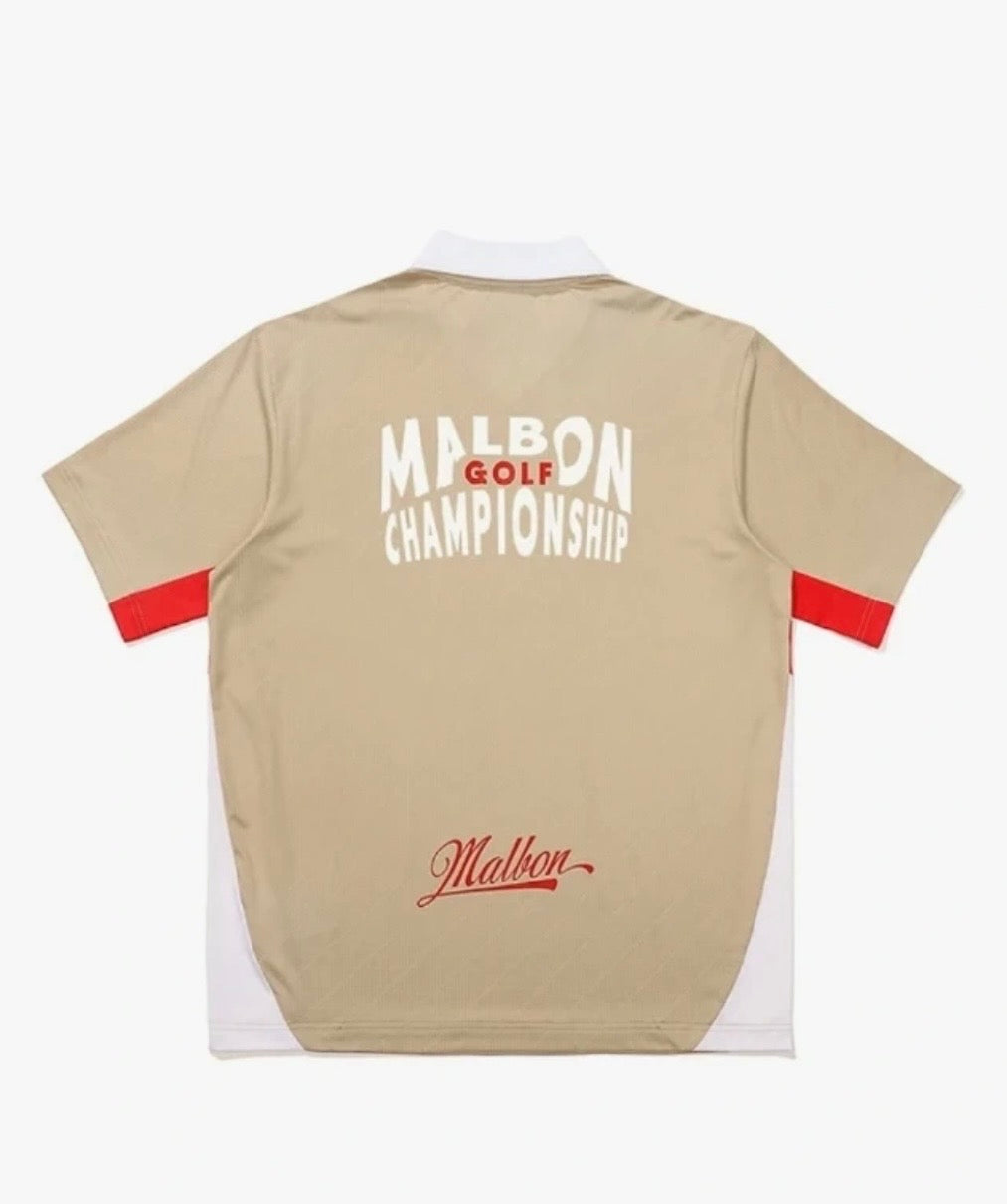 Malbon Golf Mesh Jacquard T-shirt Beige M