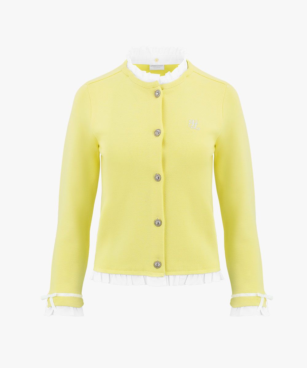 Fairliar Ruffle-sleeved cardigan (yellow)