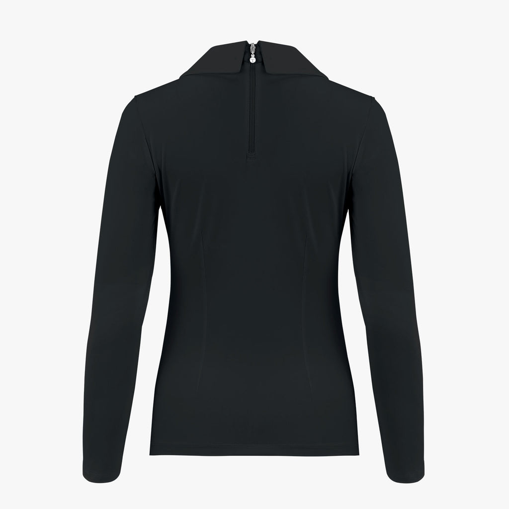Fairliar Double stand collar long-sleeved T-shirt (black)