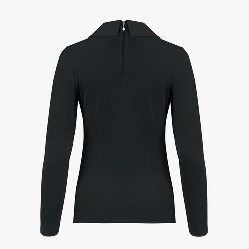 Fairliar Double stand collar long-sleeved T-shirt (black)