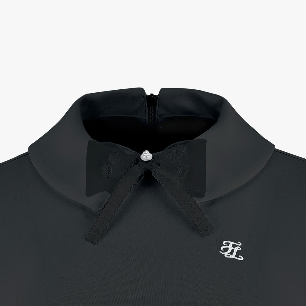 Fairliar Double stand collar long-sleeved T-shirt (black)