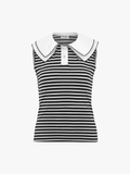 Fairliar Double-collar striped sleeveless T-shirt