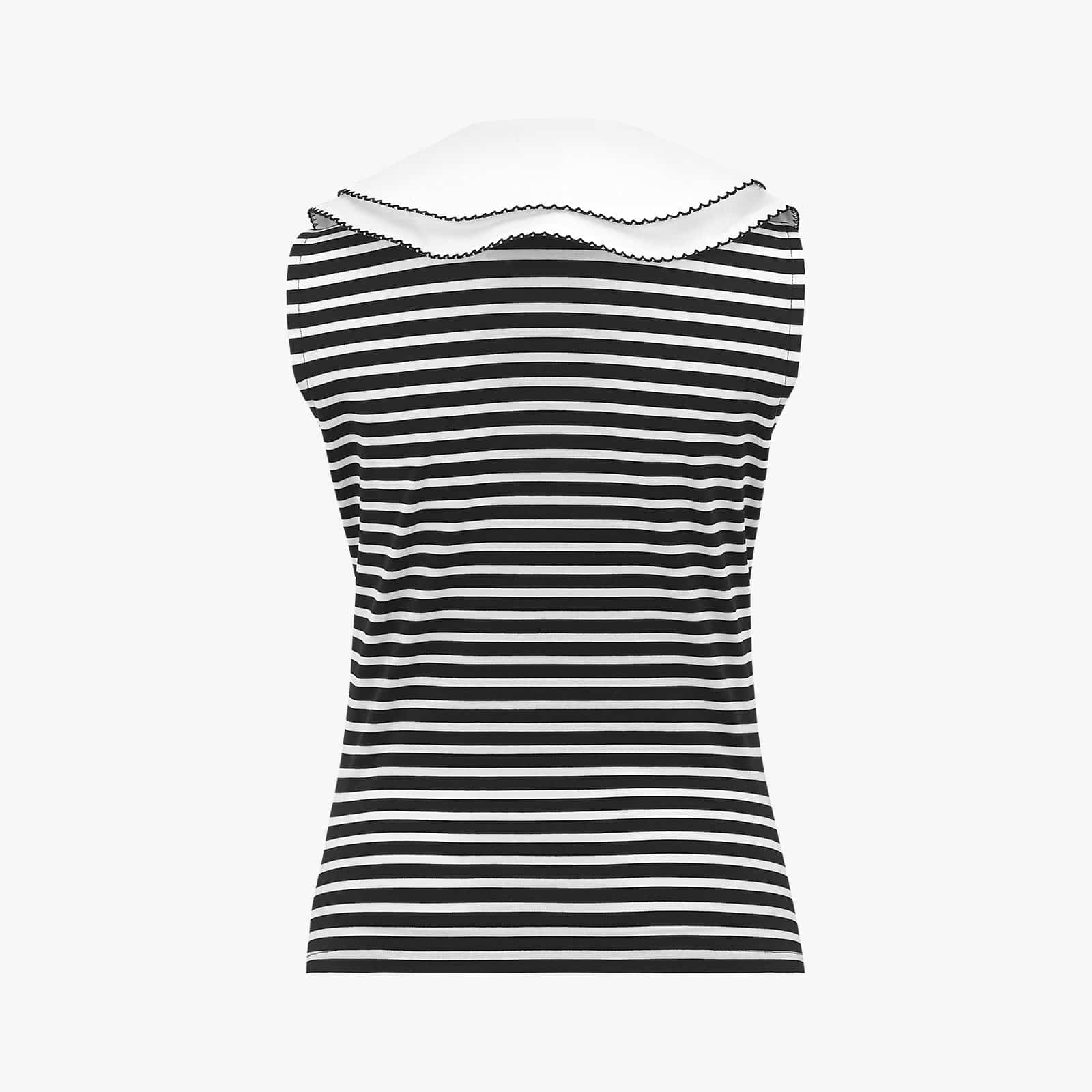 Fairliar Double-collar striped sleeveless T-shirt