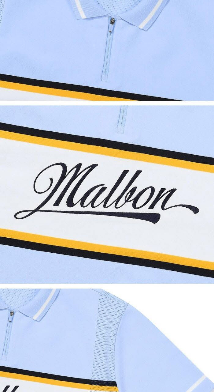 Malbon Color Block Amosa Short Sleeve Summer Knit SKY BLUE (MAN)