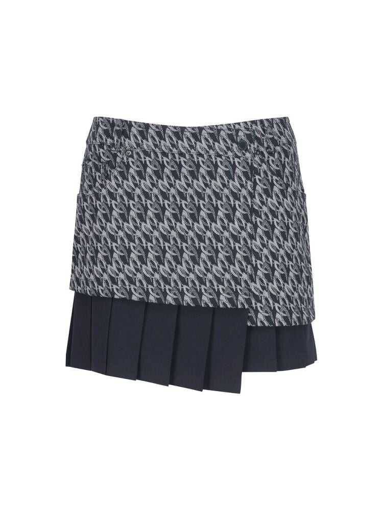 Master Bunnys Women's symbol jacquard pleated layered culotte skirt