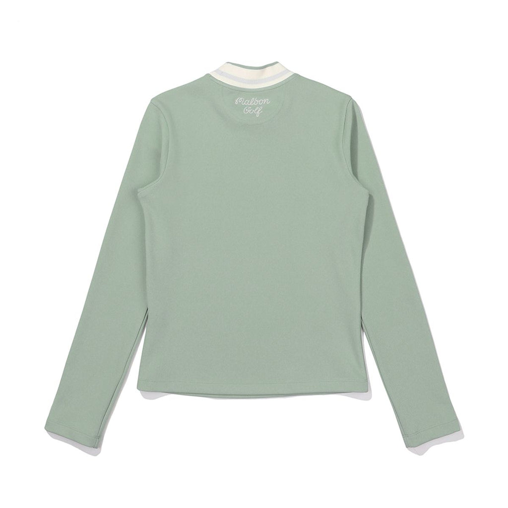 Malbon Diagonal weave mock neck T-shirt MINT (WOMAN)