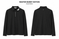Master Bunny black vertical logo zip polo shirt from t