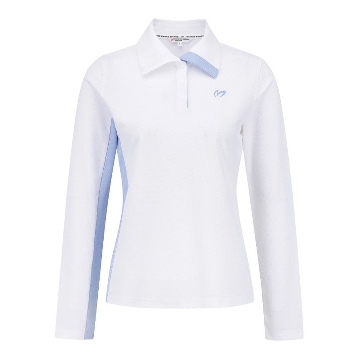 Master Bunnys Women's side-blocked color waffle polo shirt