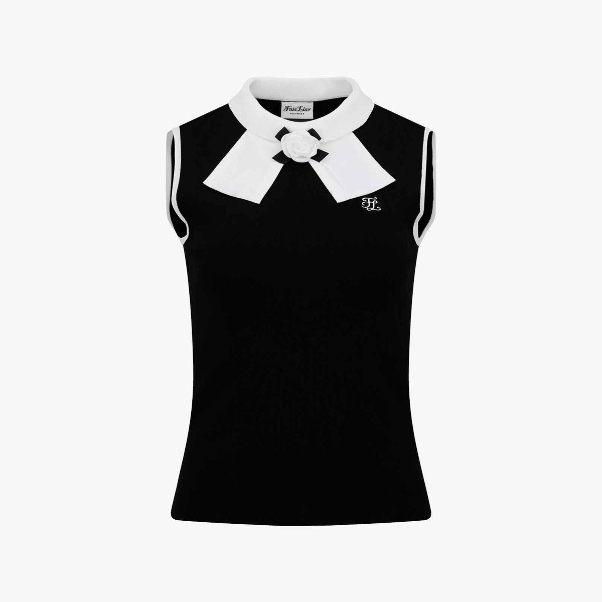 Fairliar Lace Ribbon Detachable Sleeveless Knit (Black)