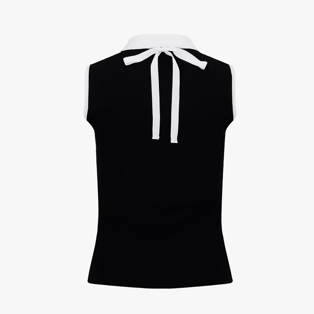 Fairliar Lace Ribbon Detachable Sleeveless Knit (Black)