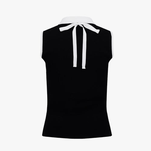 Fairliar Lace Ribbon Detachable Sleeveless Knit (Black)