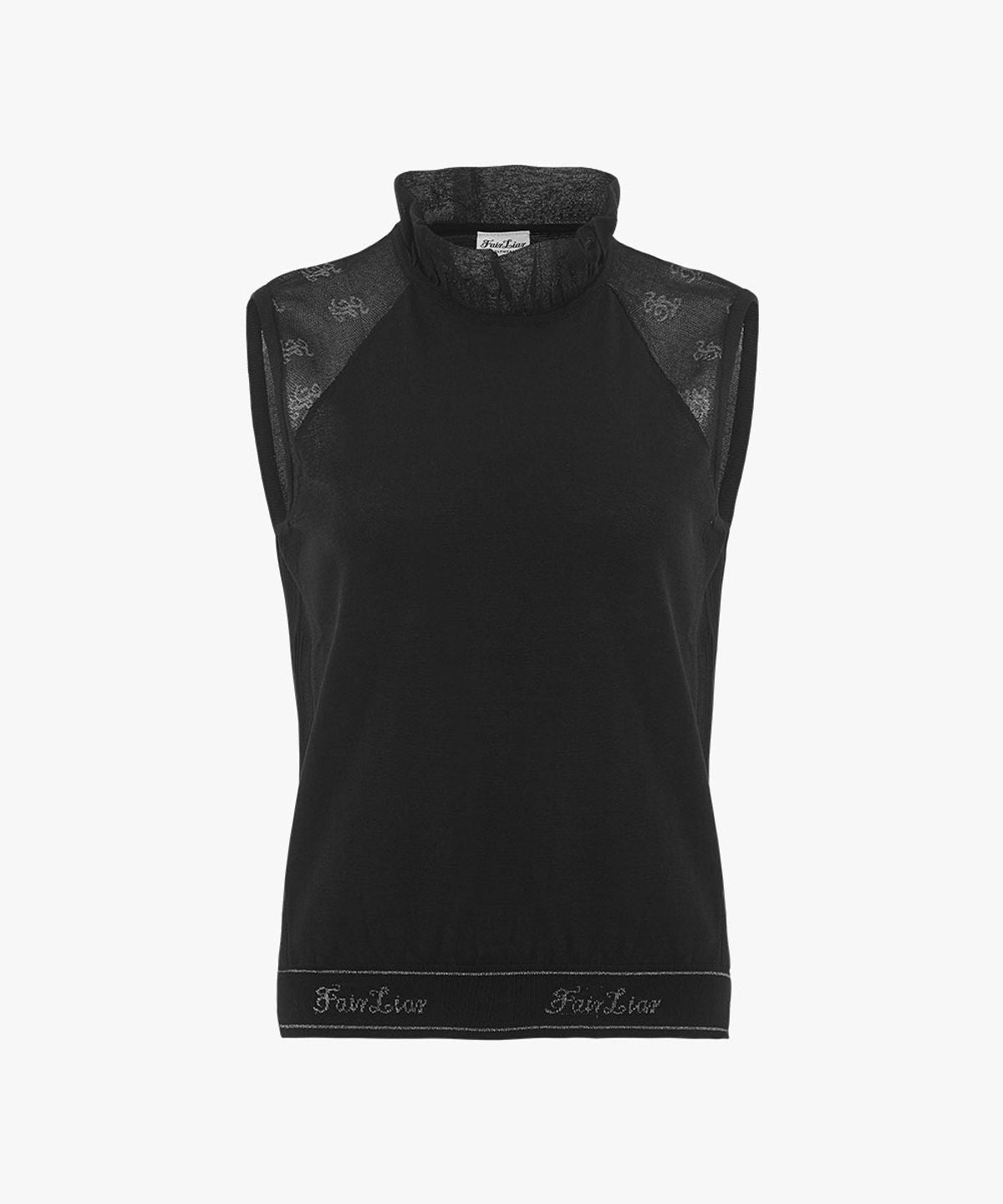 Fairliar Tulip Sheer Sleeveless Knit (Black)