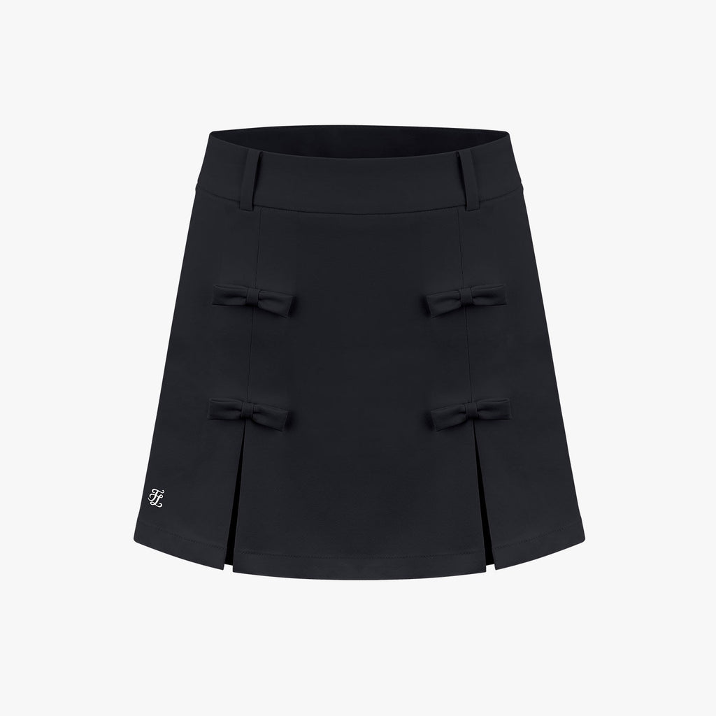 Fairliar WOMEN SKIRT A-LINE RIBBON DETAIL WHITE