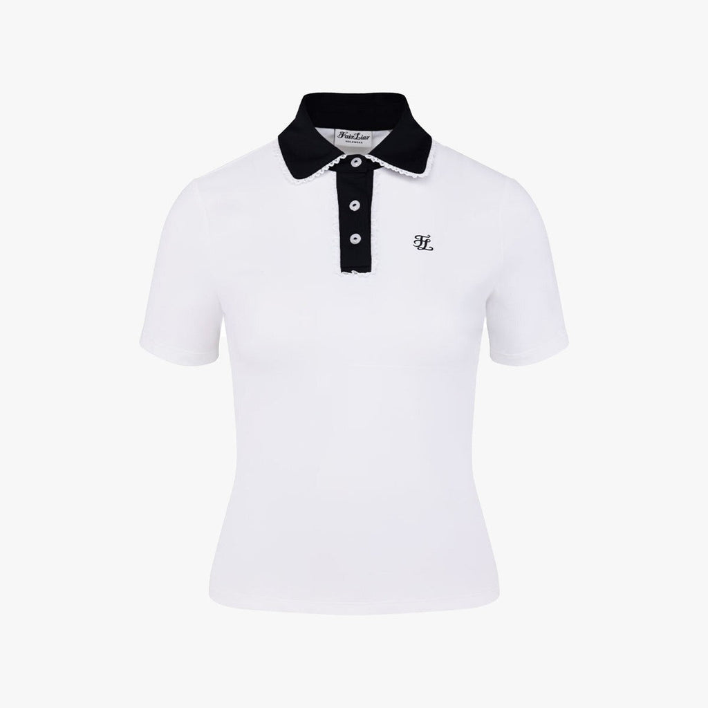 Fairliar Lace-patterned color T-shirt (white)