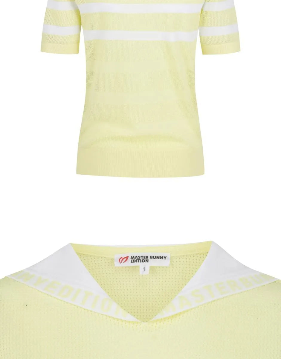 [Master Bunny Edition] Women's Logo Stripe Short Sleeve Knit