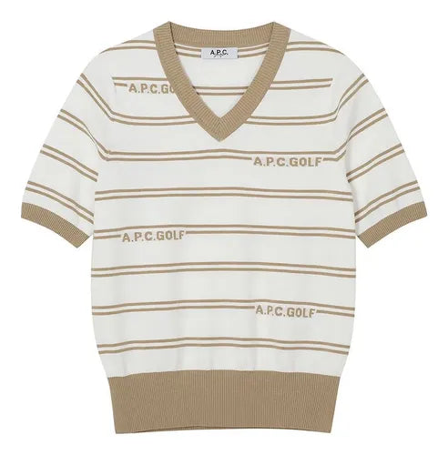 A.P.C. Golf Beige short-sleeved sweater